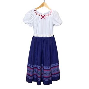 Disney Store Encanto Luisa Costume Dress Lined  Embroidered Ribbon Lace Kids 13Y
